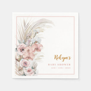 Boho Pampas Grass Baby Shower Napkins Blush