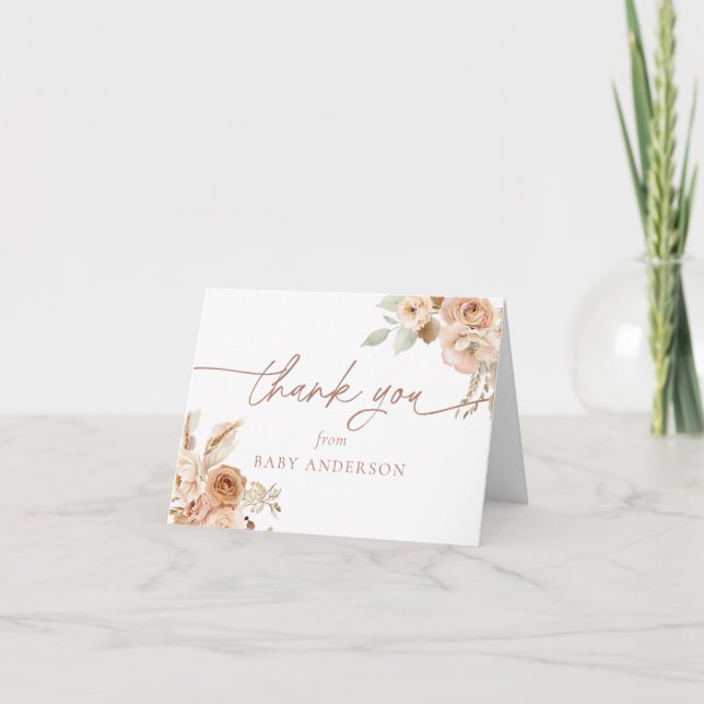 Boho Pampas Grass Baby Shower Thank You (Front)