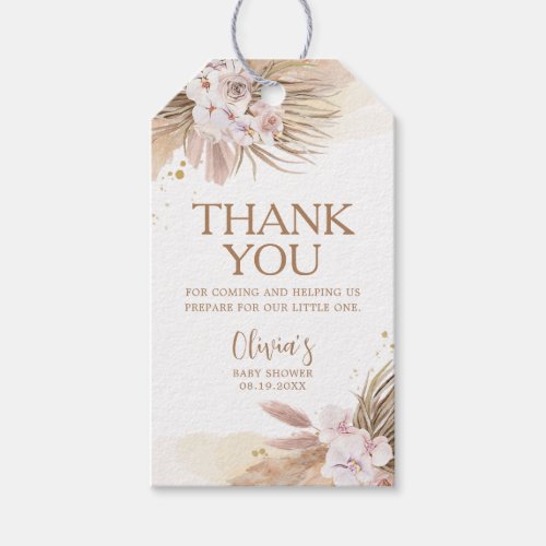 Boho Pampas Grass Baby Shower Thank You Favor Gift Tags