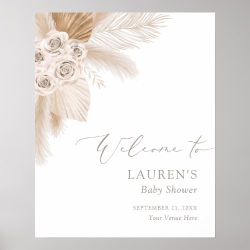 Boho Pampas Grass Baby Shower Welcome Sign