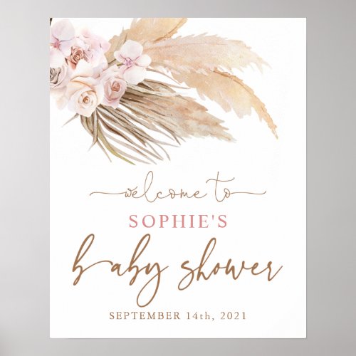 Boho Pampas Grass Baby Shower Welcome Sign