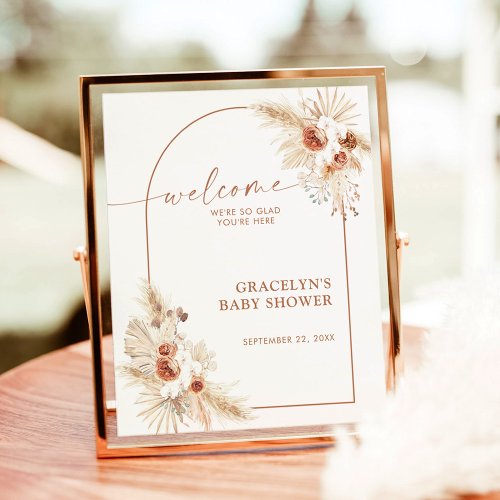 Boho Pampas Grass BABY Shower Welcome Sign