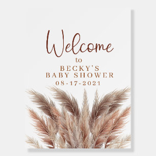 Boho Pampas grass baby shower welcome sign