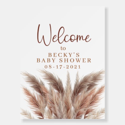 Boho Pampas grass baby shower welcome sign