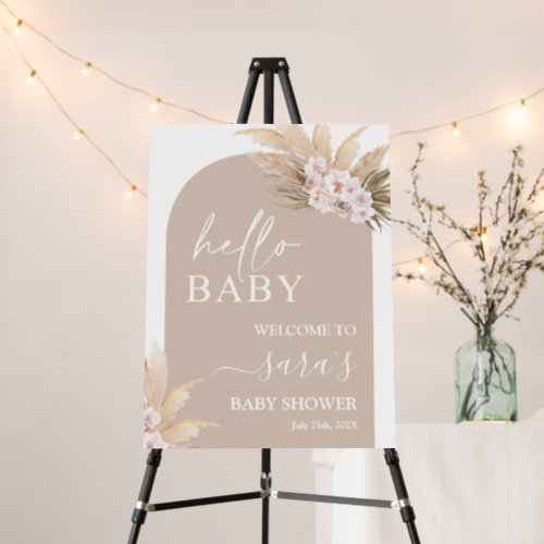 Boho Pampas Grass Baby Shower Welcome sign