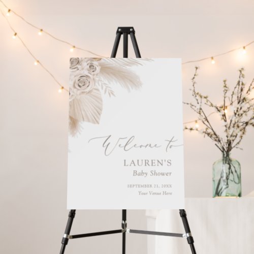 Boho Pampas Grass Baby Shower Welcome Sign