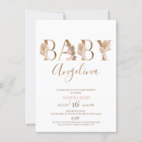 Boho Pampas Grass Baby's Name Baby Shower Invitation