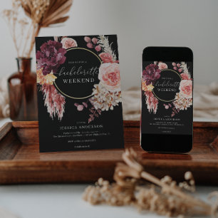 Boho Pampas Grass Bachelorette Party Itinerary Inv Invitation