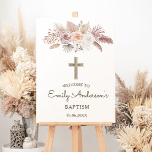 Boho Pampas Grass Baptism Christening Welcome Foam Board