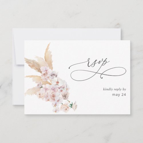 Boho Pampas Grass Beach w Meal RSVP Card 2