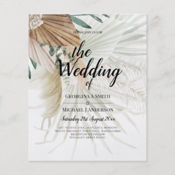 BOHO Pampas Grass Beige Green Terracotta Wedding Flyer