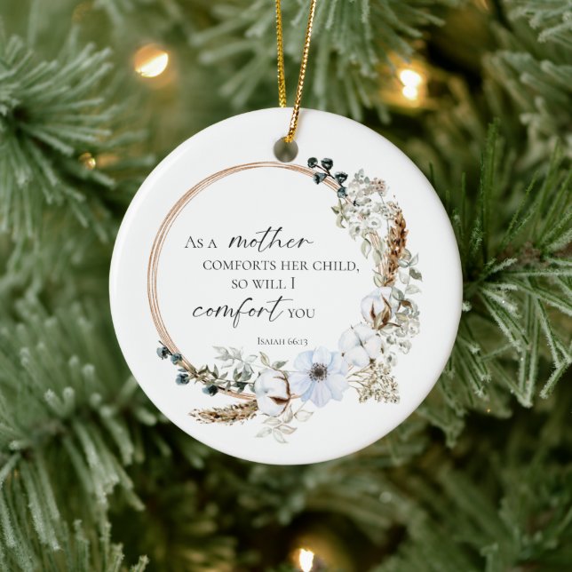 Boho Pampas Grass Bible Verse God Scripture Floral Ceramic Ornament (Tree)