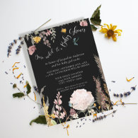 BOHO Pampas Grass Black Moody Floral Butterfly Invitation