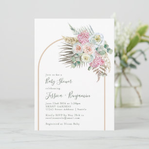 Boho Pampas Grass Blush Floral Arch Baby Shower Invitation