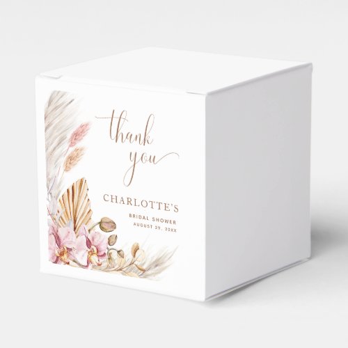 Boho Pampas Grass Blush Pink Gold  Bridal Shower  Favor Boxes