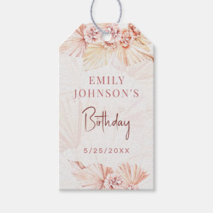 Boho Pampas Grass Bohemian Blush Birthday Party Gift Tags