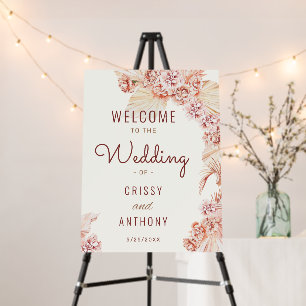 Boho Pampas Grass Bohemian Bouquet Wedding Welcome Foam Board