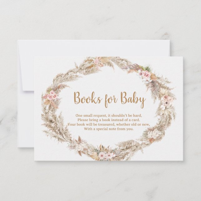 Boho Pampas Grass Books for Baby Card | Neutral (Front)