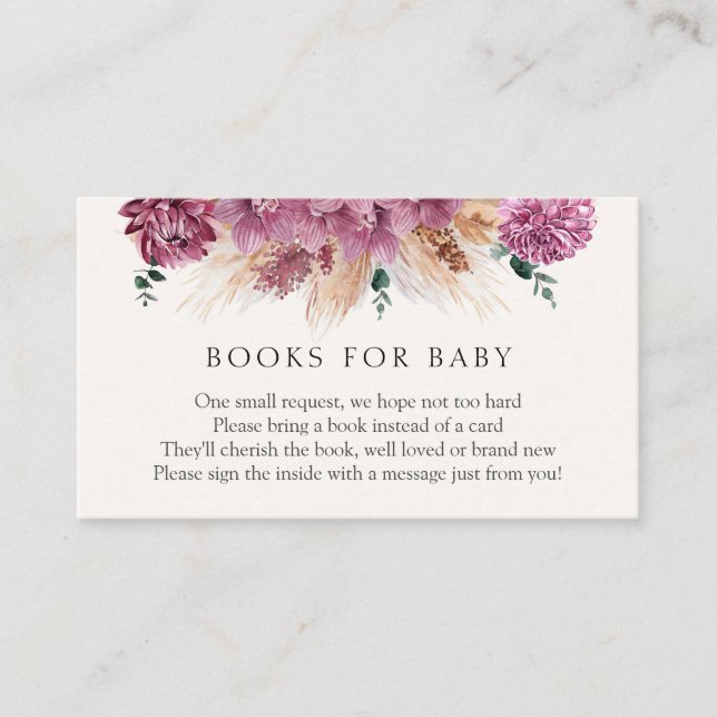 Boho Pampas Grass Books for Baby insert card (Front)