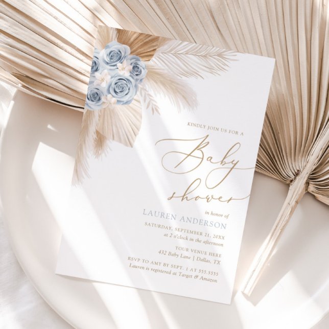 Boho Pampas Grass Boy Baby Shower Invitation (Creator Uploaded)