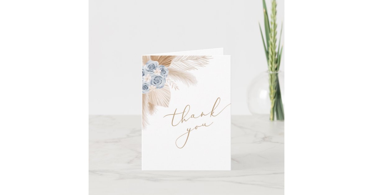 Boho Pampas Grass Boy Baby Shower Thank You Card | Zazzle