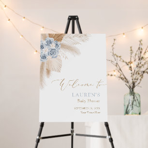 Boho Pampas Grass Boy Baby Shower Welcome Sign