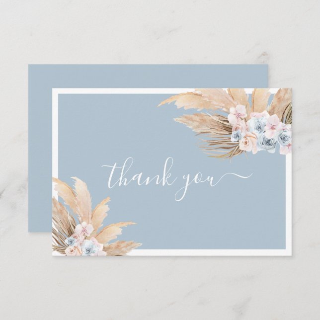 Boho Pampas Grass Boy thank you card (Front/Back)
