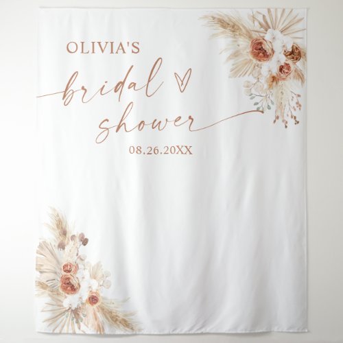 Boho Pampas Grass Bridal Shower Backdrop Tapestry 