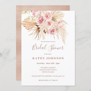 Boho Pampas Grass Bridal Shower Invitation