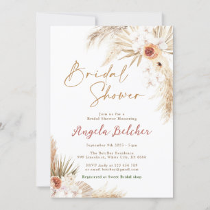 Boho pampas Grass Bridal Shower Invitation