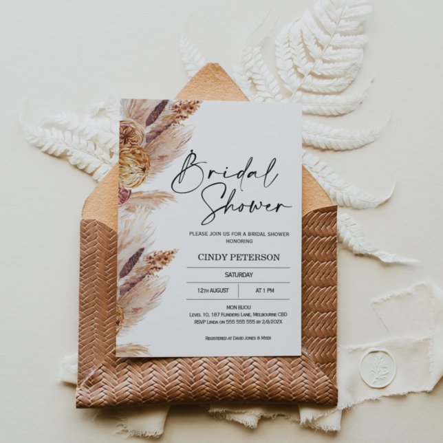 Boho Pampas Grass Bridal Shower Invitation (Creator Uploaded)