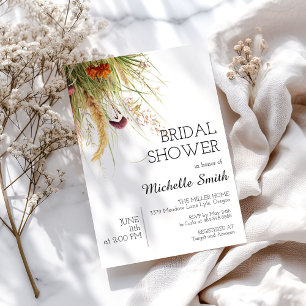 Boho Pampas Grass Bridal Shower Invitation