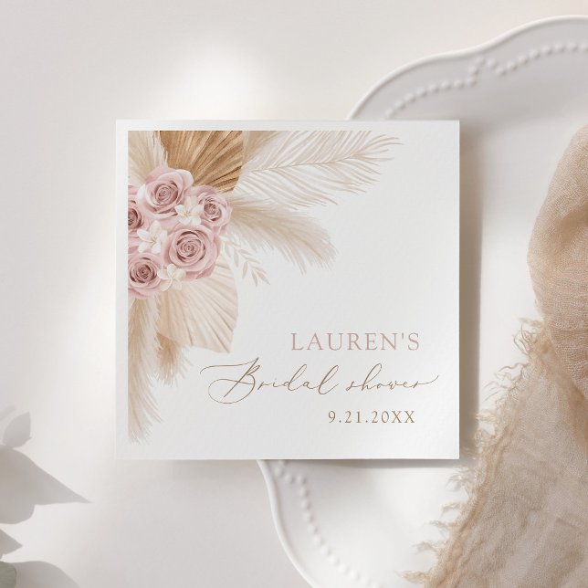 Boho Pampas Grass Bridal Shower Napkins (Creator Uploaded)