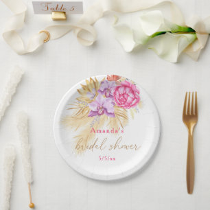 Boho pampas grass - Bridal shower  Paper Plates