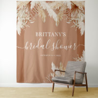 Boho Pampas Grass Bridal Shower Tapestry