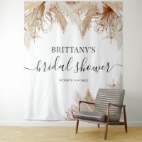 Boho Pampas Grass Bridal Shower Tapestry