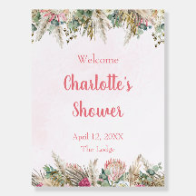 Boho Pampas Grass Bridal Shower Welcome Sign