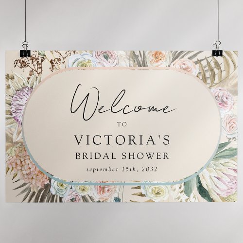 Boho Pampas Grass Bridal Shower Welcome Sign