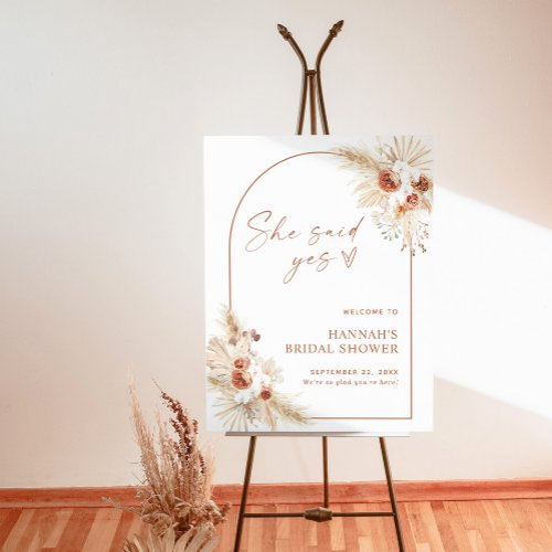 Boho Pampas Grass Bridal Shower Welcome Sign