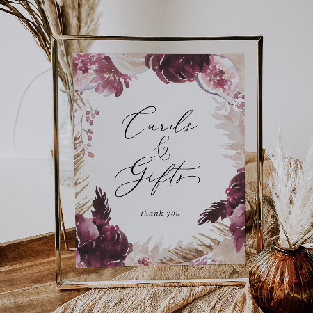 Boho Pampas Grass Cards And Gifts Sign