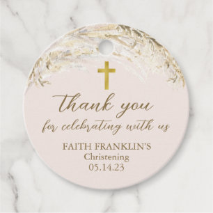 Boho Pampas Grass Communion Baptism Christening Favor Tags