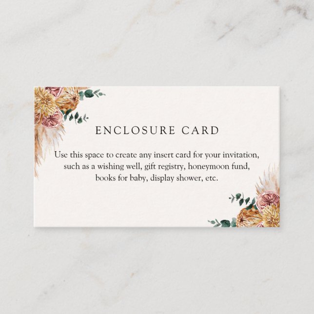 Boho Pampas Grass Custom  Enclosure Card (Front)