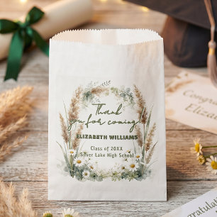 Boho Pampas Grass Daisy Botanical Graduation Favor Bag