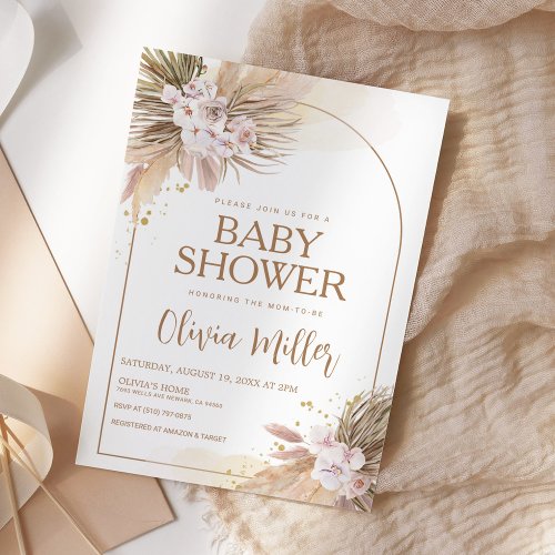 Boho Pampas Grass Desert Baby Shower Invitation