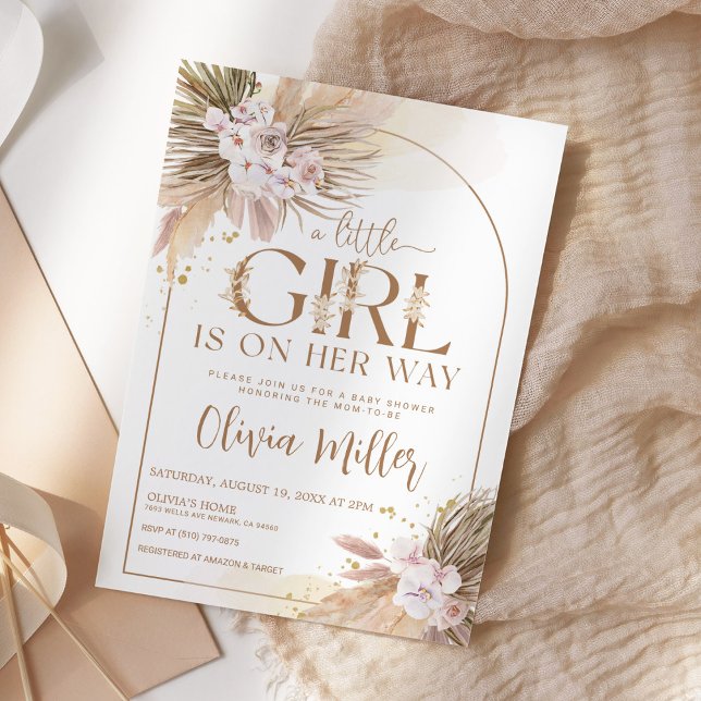 Boho Pampas Grass Desert Girl Baby Shower Invitation (Creator Uploaded)