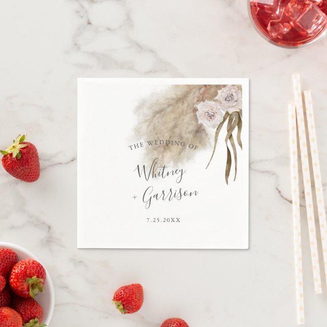 Boho Pampas Grass Desert Wedding Napkins (Insitu)