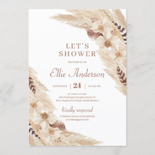 Boho Pampas grass dessert orchid bridal shower Invitation