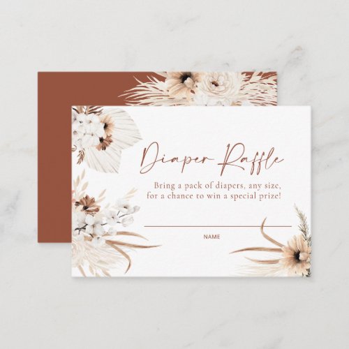 Boho Pampas Grass Diaper Raffle Card