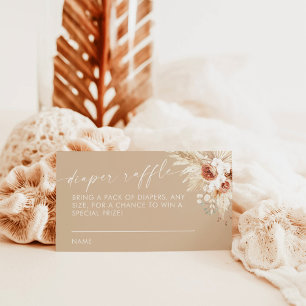 Boho Pampas Grass Diaper Raffle Enclosure Card