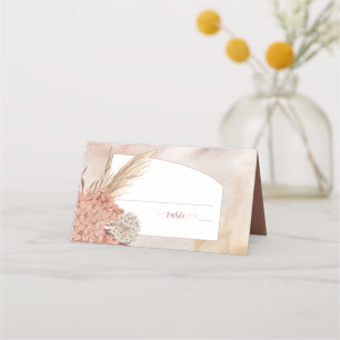 Boho Pampas Grass Dried Blush Hydrangeas Place Place Card